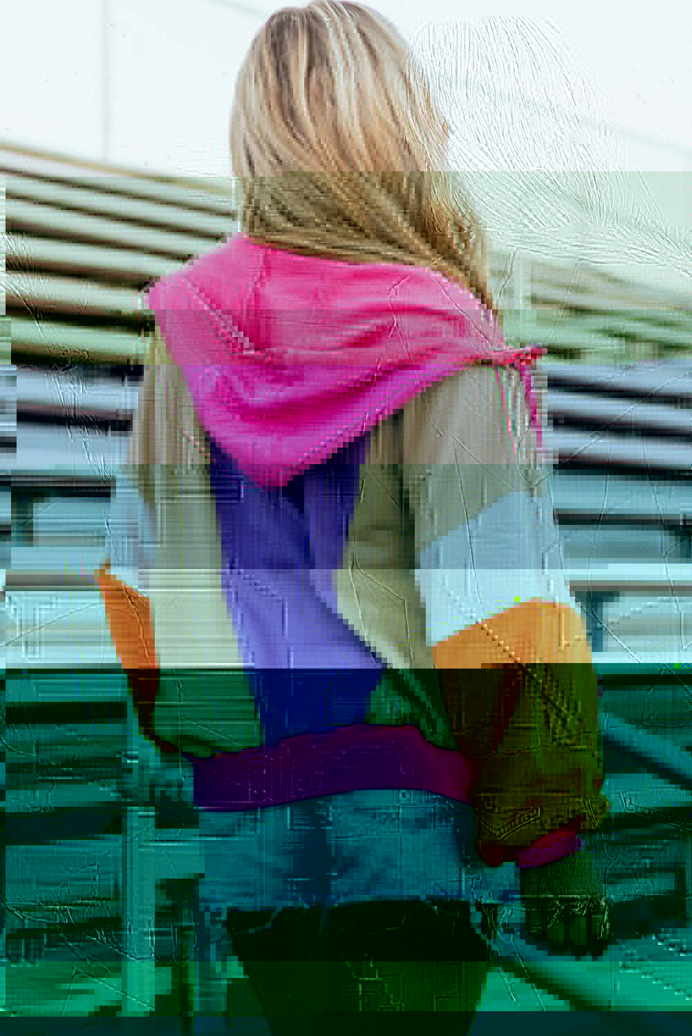 Drawstring Color Block Zip Up Long Sleeve Hoodie