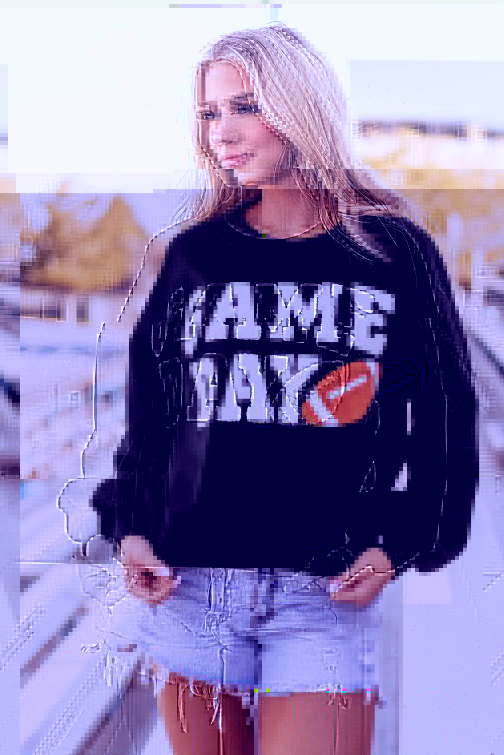 GAME DAY Round Neck Long Sleeve Sweatshirt