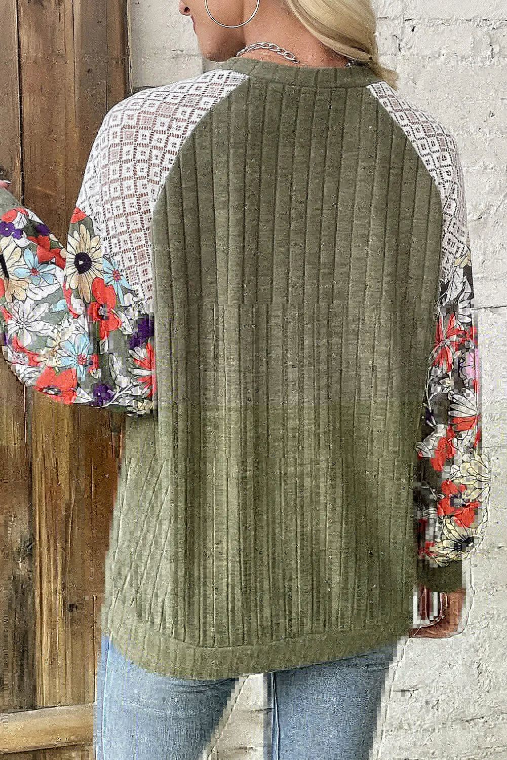 Printed Round Neck Long Sleeve Top