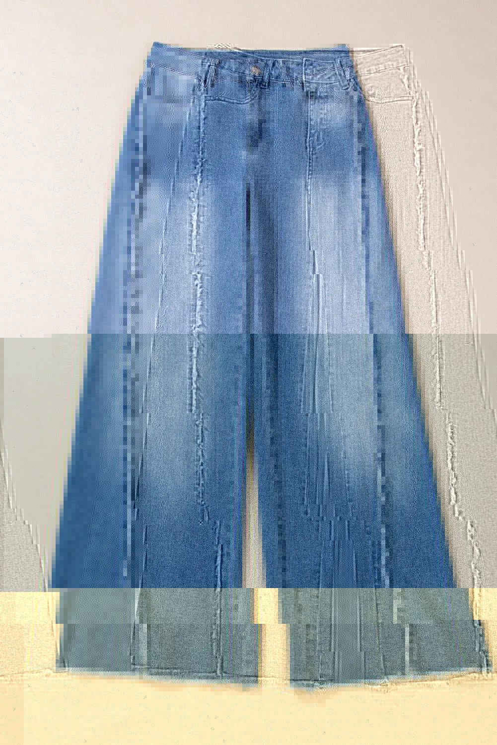 Raw Hem Wide Leg Jeans with Pockets