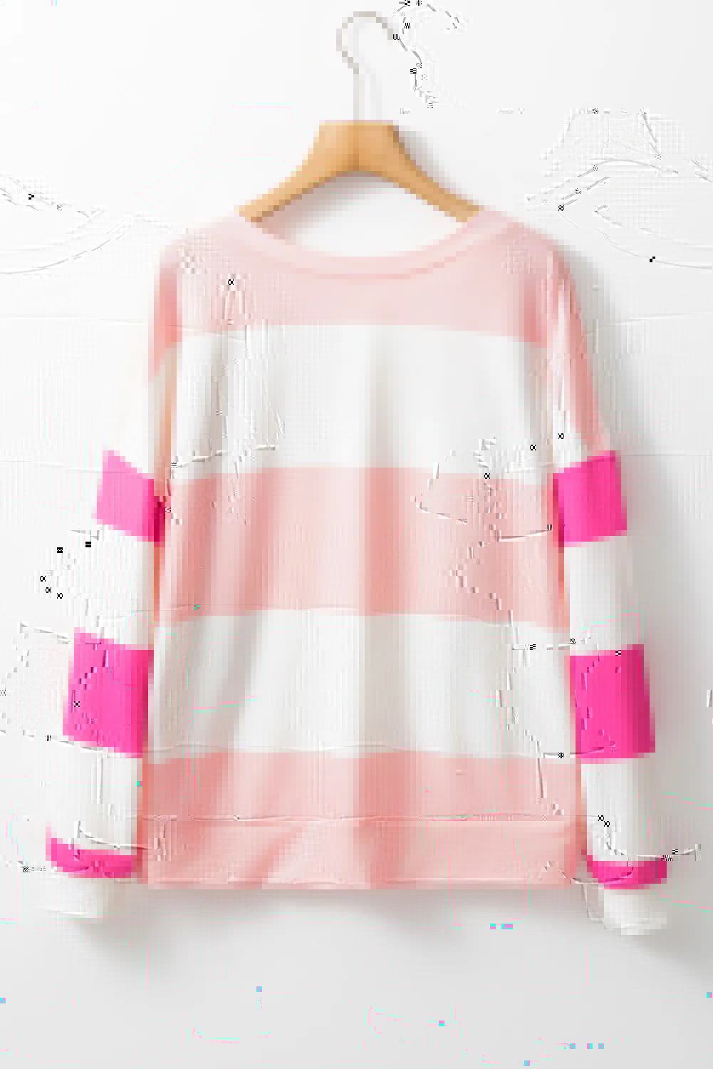 Contrast Color Block Round Neck Long Sleeve Top