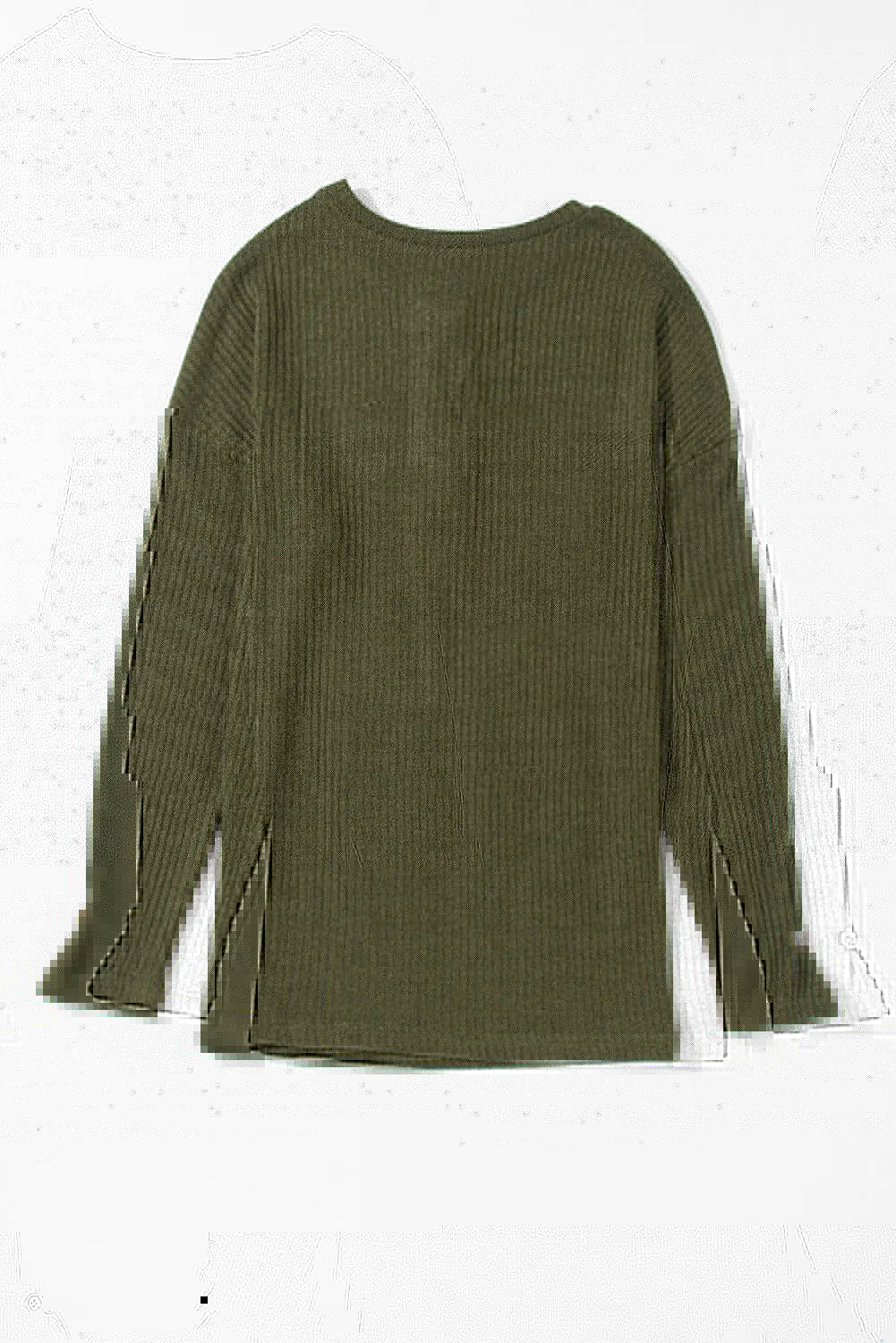 Ribbed Half Button Long Sleeve Knit Top