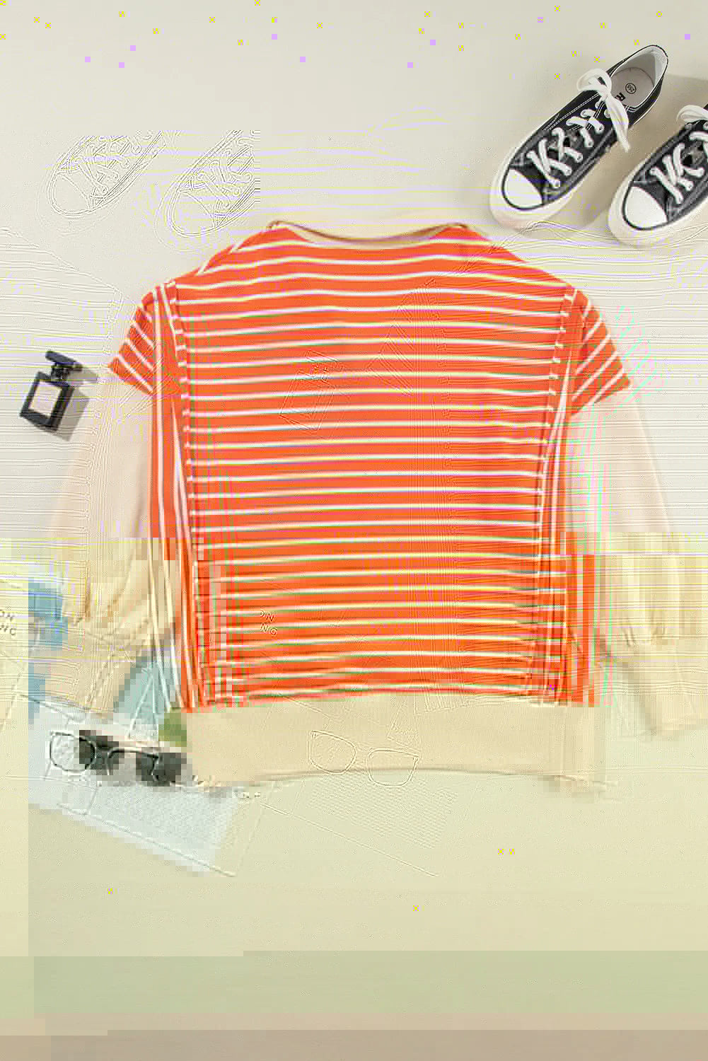 Slit Striped Long Sleeve Sweatshirt