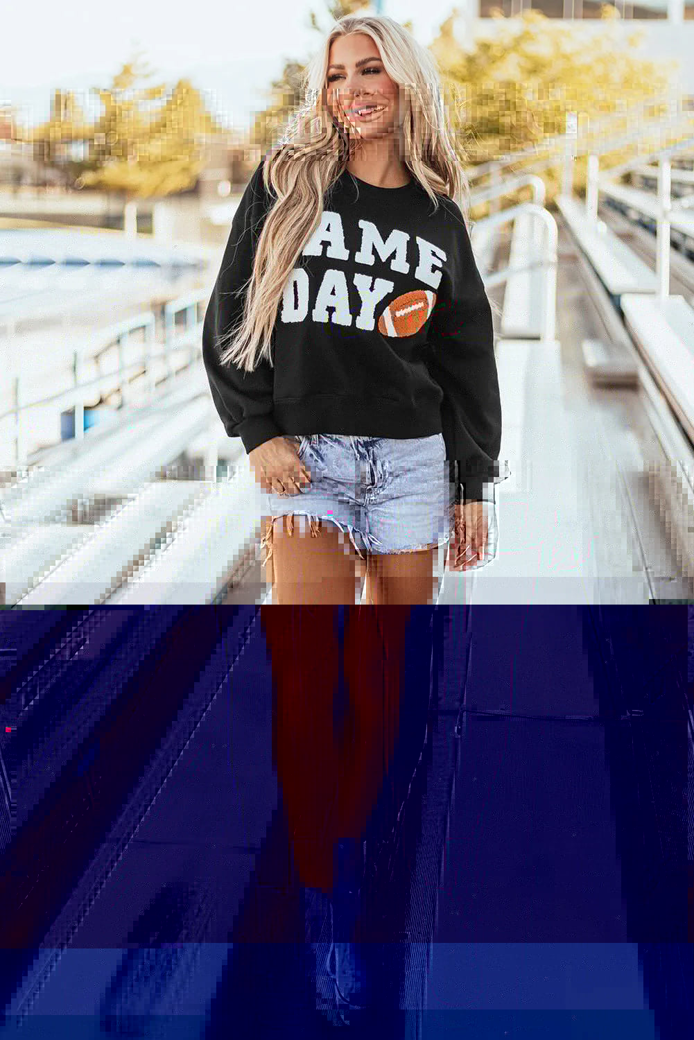 GAME DAY Round Neck Long Sleeve Sweatshirt